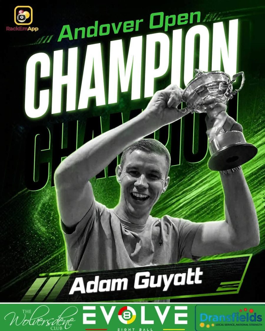Andover Open champion graphic showing Adam Guyatt