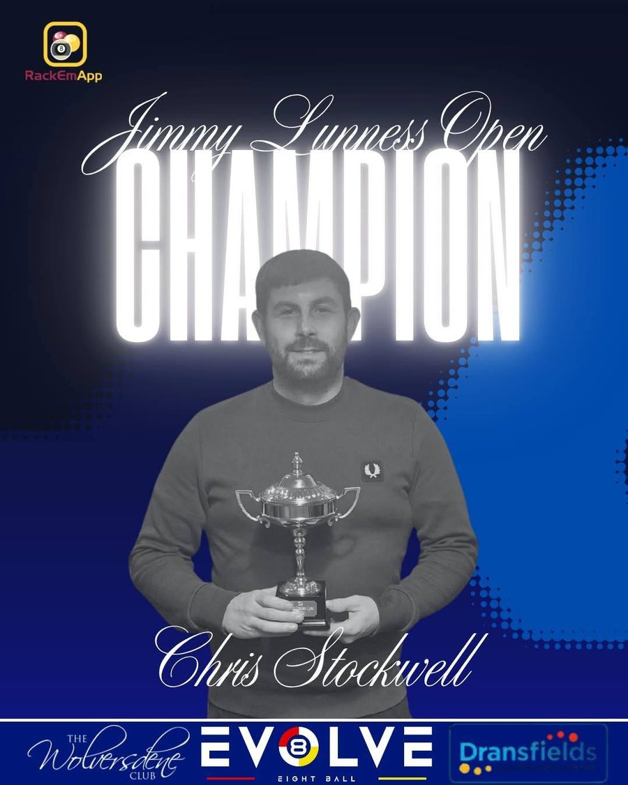 Jimmy Lunness Open champion graphic showing Chris Stockwell