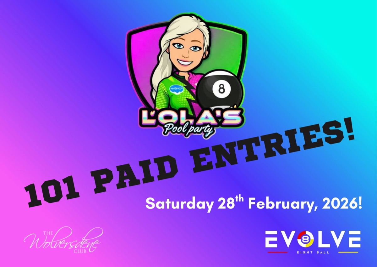 Lola's Pool Party artwork for the Andover qualifier at the Wolversdene Club