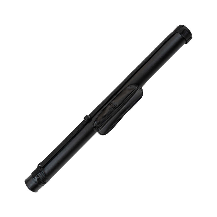 2-Piece Pool Cue Case , Black Faux Leather Tube Case with Strap & Accessory Pocket (32