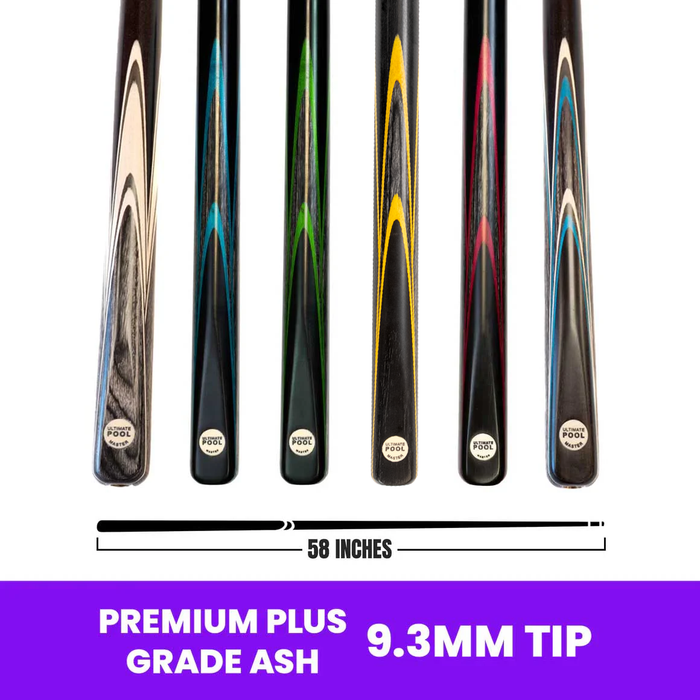 Master Range of Cues - &frac34; Joint with 9.3mm Tip from the official Ultimate Pool catalogue, available through the Evolve Eight Ball pro shop