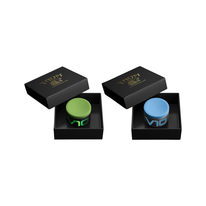 TAOM V10 Cue Chalk from the official Ultimate Pool catalogue, available through the Evolve Eight Ball pro shop